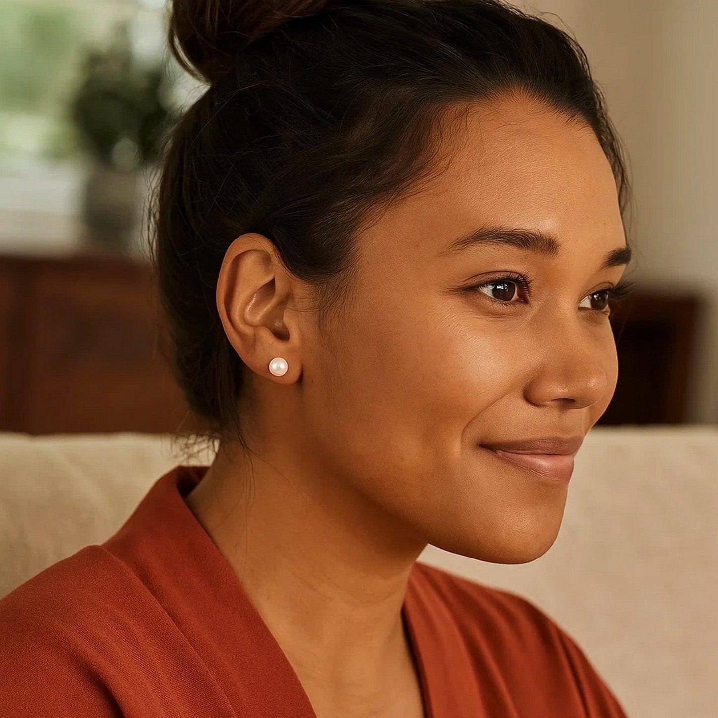 White Freshwater Cultured Pearl Stud Earrings in 14K White Gold (7.00 mm)