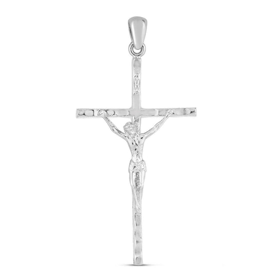 Sterling Silver Rhodium Plated Crucifix Cross Pendant