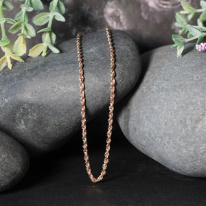 14k Rose Gold Solid Diamond Cut Rope Chain (2.30 mm)