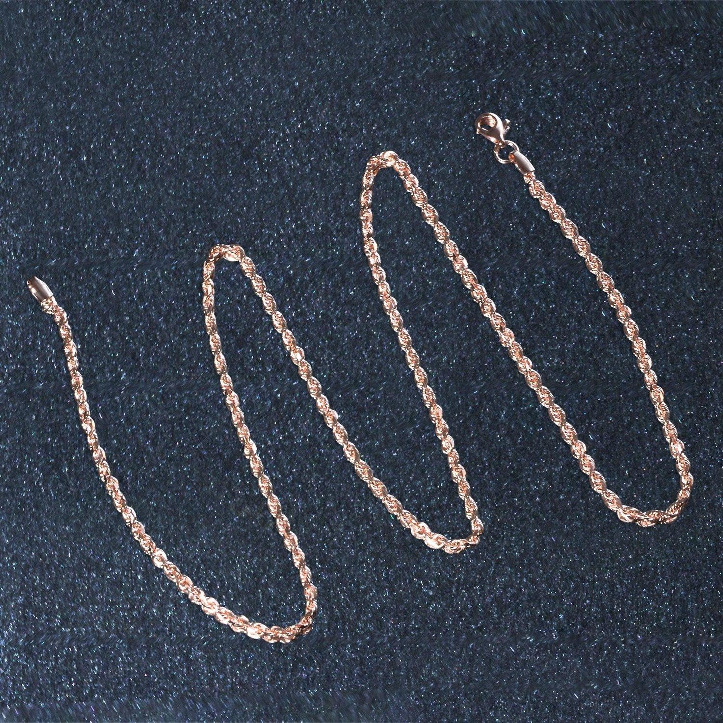 14k Rose Gold Solid Diamond Cut Rope Chain (2.30 mm)