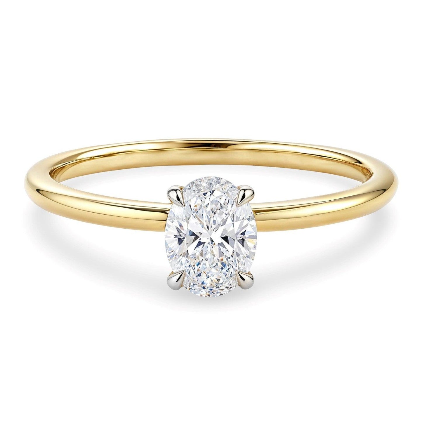 1 Carat Oval Lab Grown IGI G/VS1 Diamond Solitaire Ring in 14K Yellow Gold