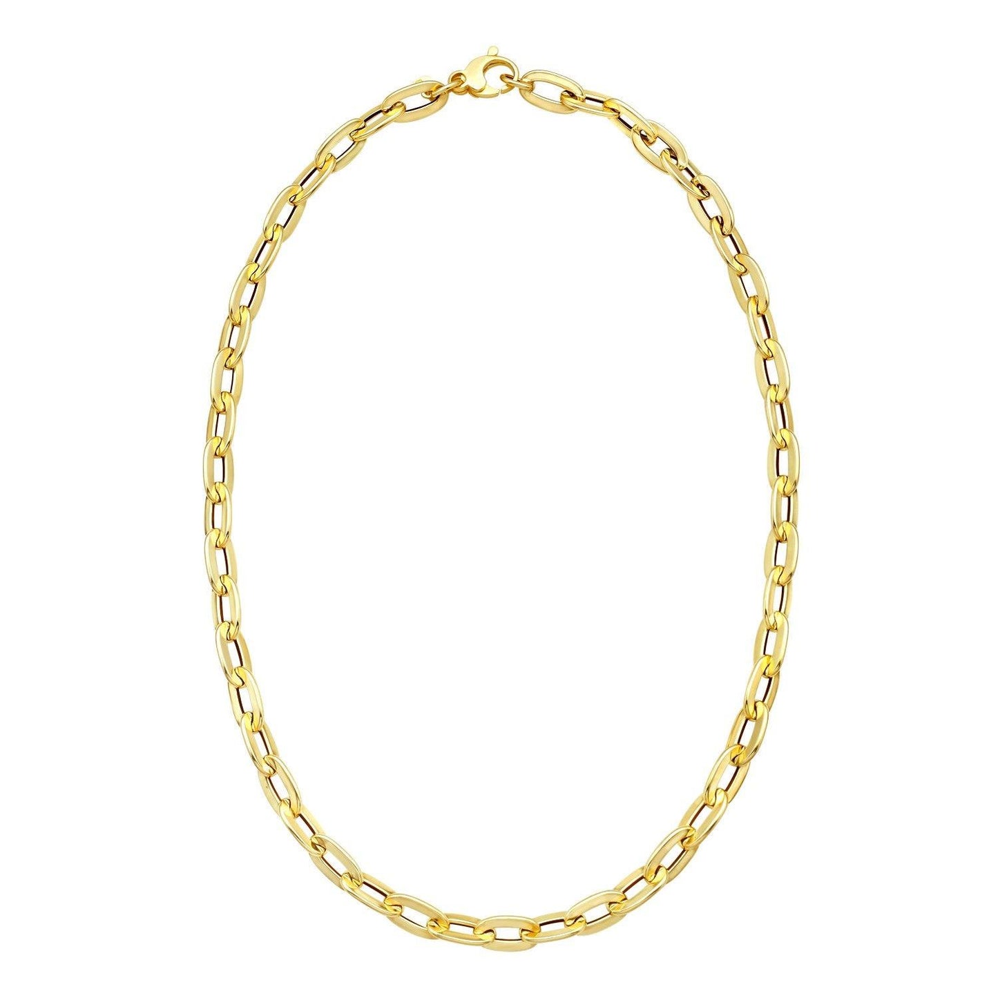 14K Yellow Gold Long Mirror Rolo Link Chain Necklace (7.30 mm)
