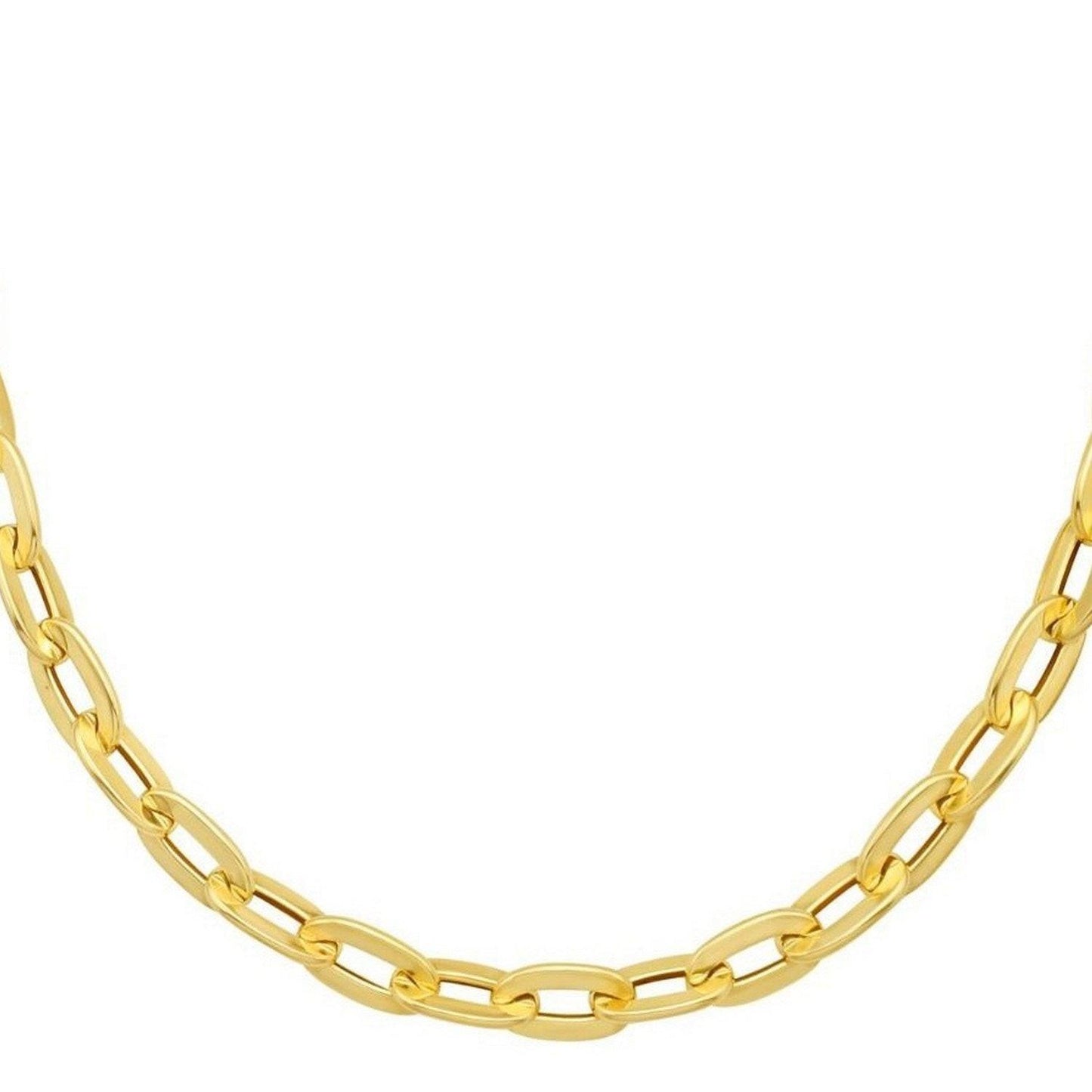 14K Yellow Gold Long Mirror Rolo Link Chain Necklace (7.30 mm)
