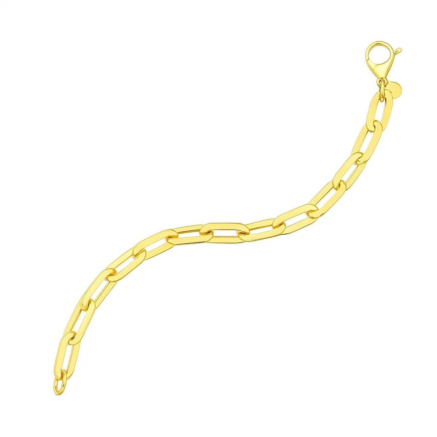 14K Yellow Gold Long Mirror Rolo Link Chain Necklace (7.30 mm)