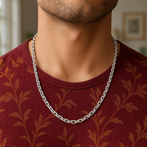 14k White Gold French Cable Link Chain (4.80 mm)