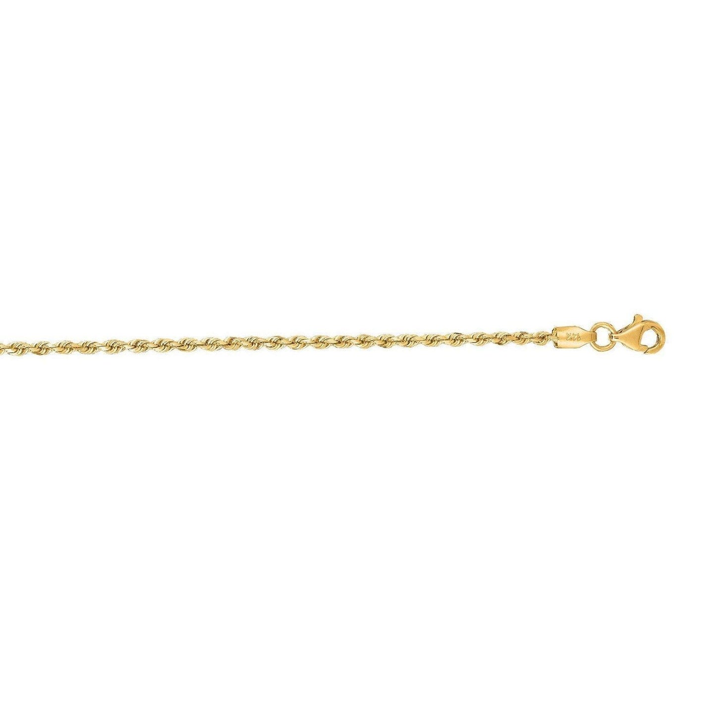 2.0mm 10k Yellow Gold Diamond Cut Rope Anklet