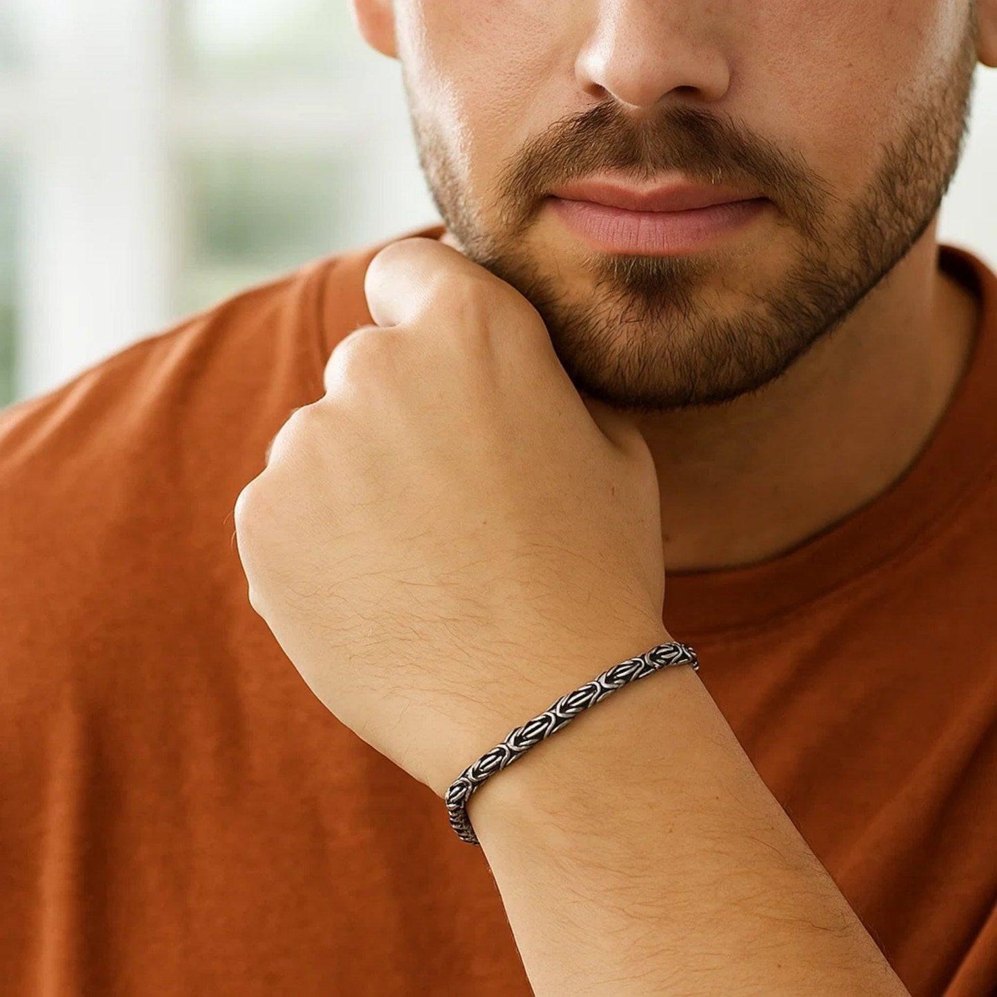 Sterling Silver Gunmetal Finish Byzantine Chain Bracelet (5.00 mm)