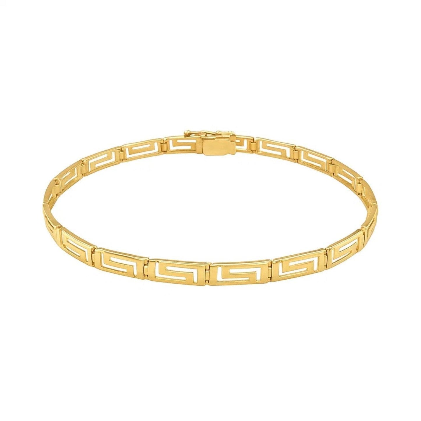 14k Yellow Gold Greek Fret Design Fancy Bracelet (3.30 mm)