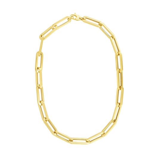 14k Yellow Gold Extra Wide Paperclip Chain Necklace