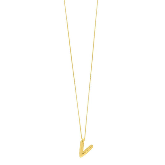 14K Yellow Gold Helium Initial V Pendant