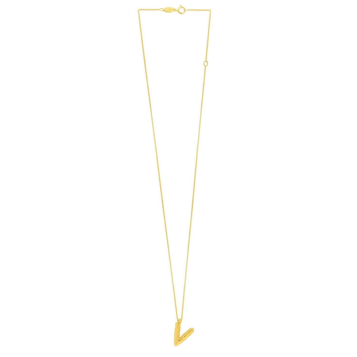 14K Yellow Gold Helium Initial V Pendant