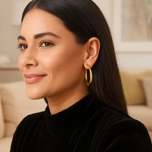 Oval Electroform Hoop Earrings in 14K Yellow Gold