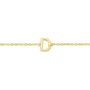 14K Yellow Gold Mini Initial D Bracelet