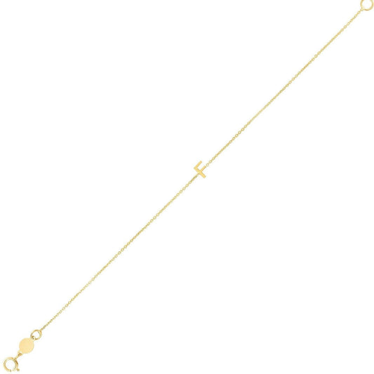 14K Yellow Gold Mini Initial F Bracelet