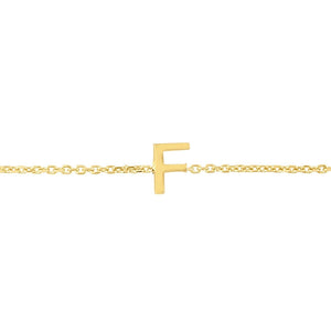 14K Yellow Gold Mini Initial F Bracelet