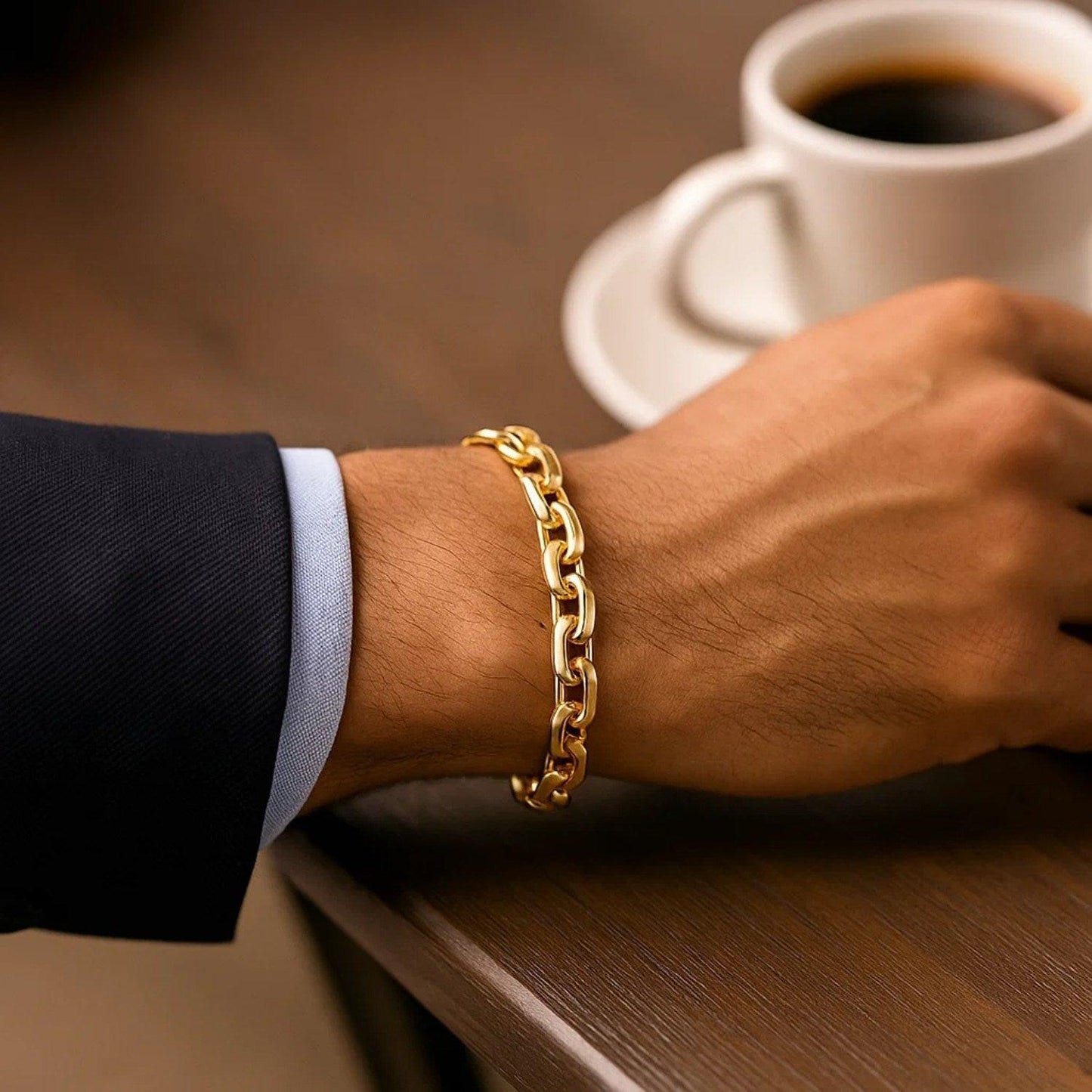 14k Yellow Gold French Cable Chain Bracelet  (4.80 mm)