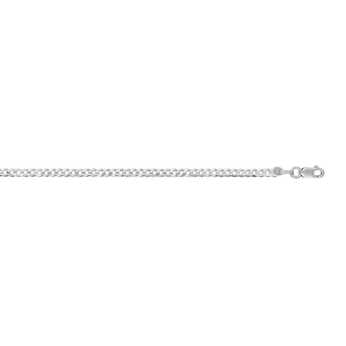 2.6mm 14k White Gold Curb Link Anklet