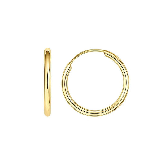 10k Yellow Gold Polished Endless Hoop Earrings (1.5x14mm)