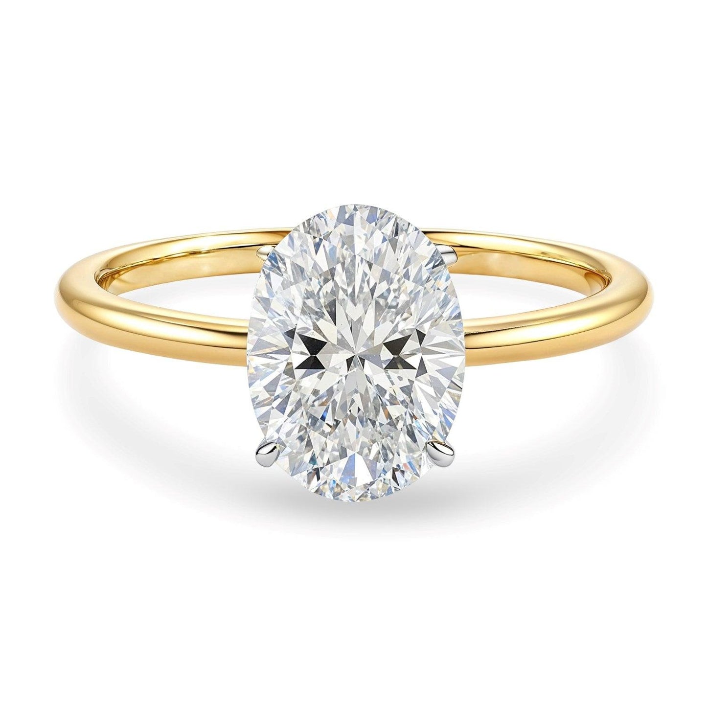 2 Carat Oval Lab Grown IGI G/VS1 Diamond Solitaire Ring in 14K Yellow Gold
