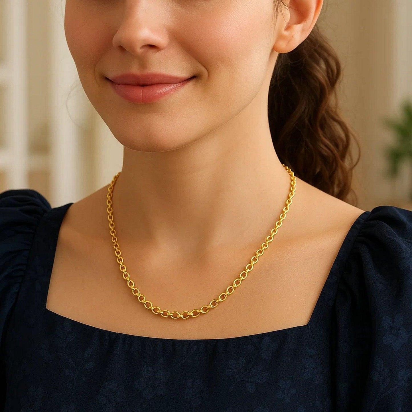 Sterling Silver Gold Plated Rolo Chain (5.70 mm)