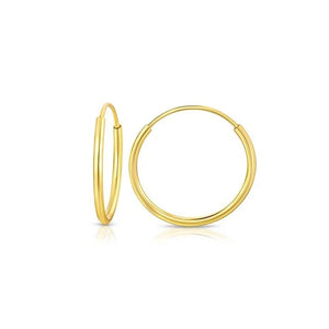 10K Yellow Gold Mini Endless Hoop Earrings