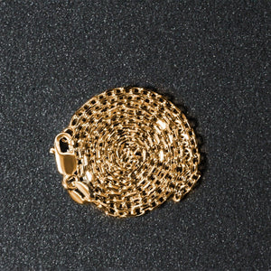 18k Yellow Gold Diamond Cut Cable Link Chain (1.90 mm)