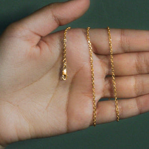 18k Yellow Gold Diamond Cut Cable Link Chain (1.90 mm)