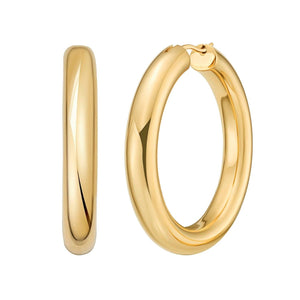 Sterling Silver Yellow Gold Plated Round Hoop Earrings