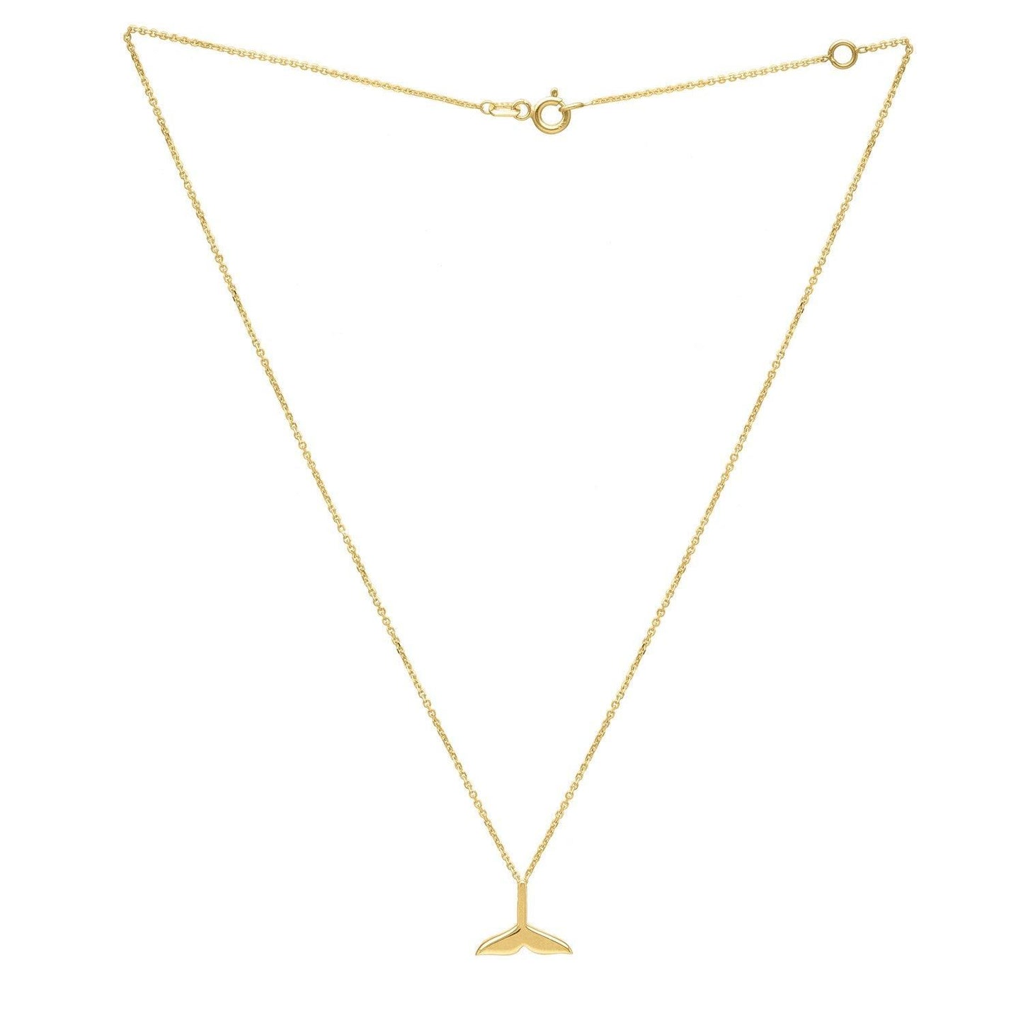 Whale Tail Necklace in 14K Yellow Gold