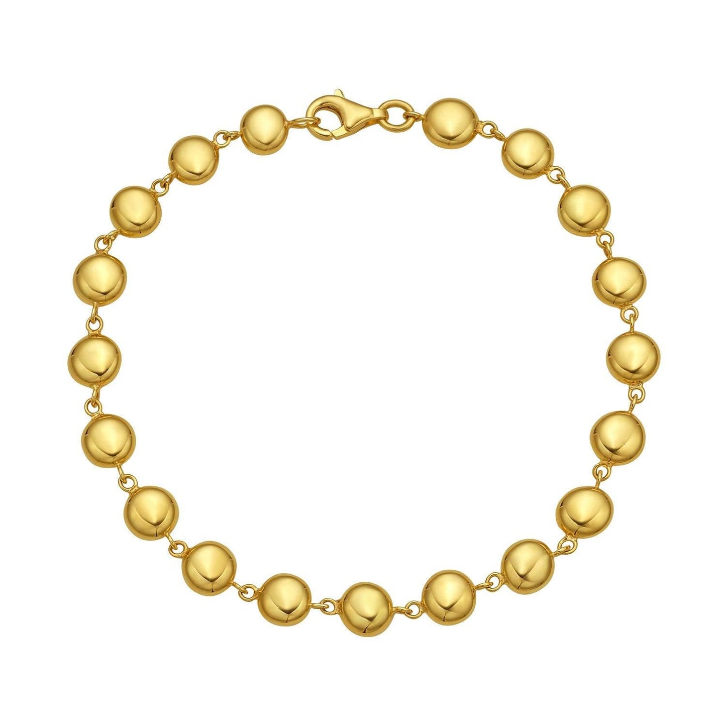 14K Yellow Gold Polished Pebble Bead Bracelet (6.00 mm)