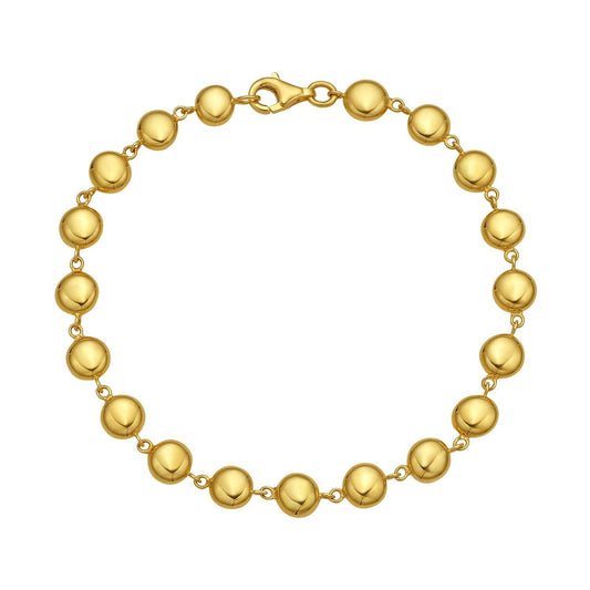 14K Yellow Gold Polished Pebble Bead Bracelet (6.00 mm)