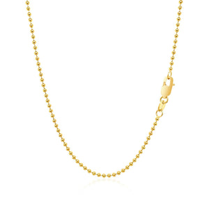 14k Yellow Gold Bead Chain 1.5mm (1.50 mm)