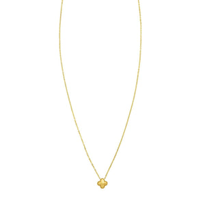 14K Yellow Gold Puffed Mini Clover Pendant Necklace