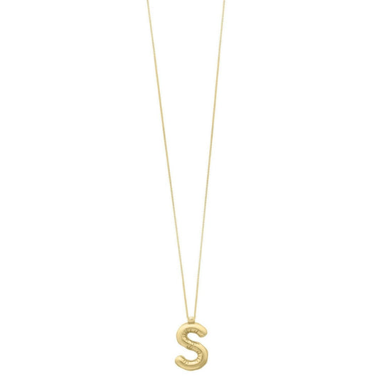 14K Yellow Gold Helium Initial S Pendant