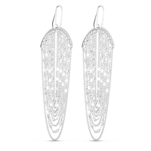 Sterling Silver Multi Strand Chain Drop Chandelier Earrings