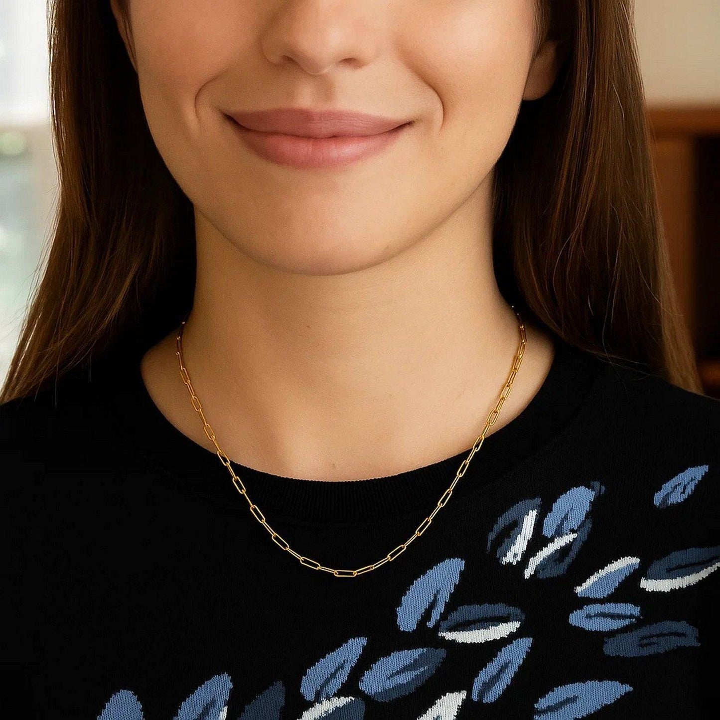 Sterling Silver Gold Plated Paperclip Chain (1.80 mm)