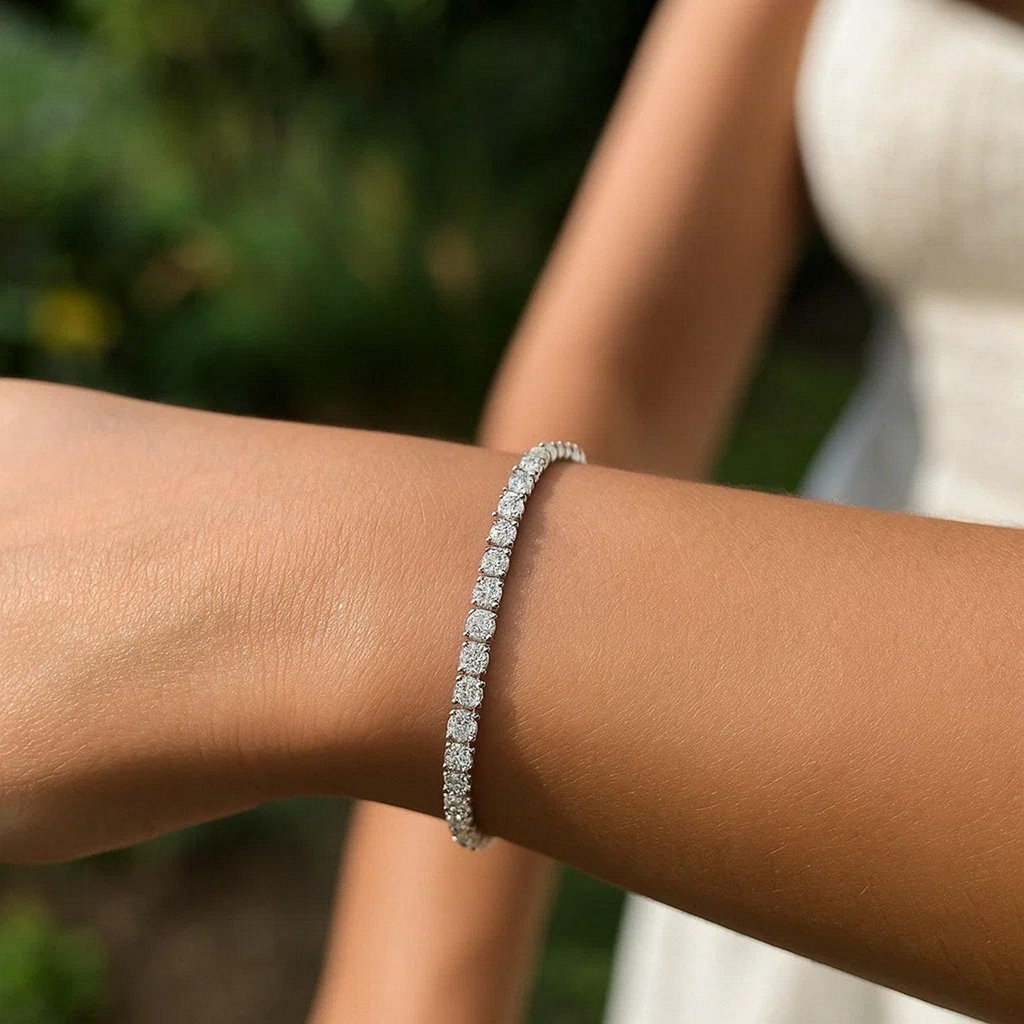 Sterling Silver Rhodium Plated CZ Tennis Bracelet (3.30 mm)