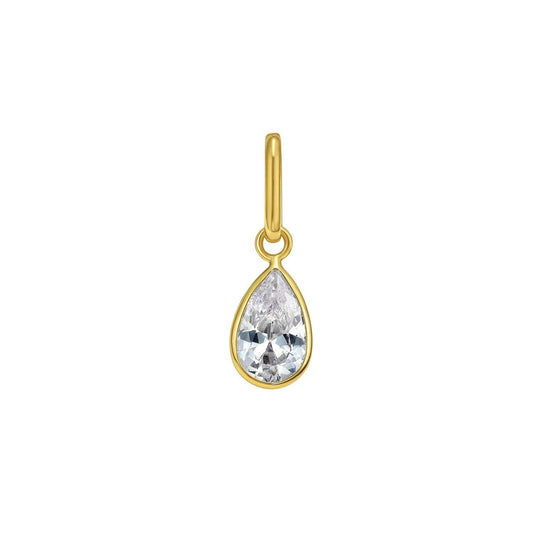 14K Yellow Gold Pear Clear CZ Charm Pendant