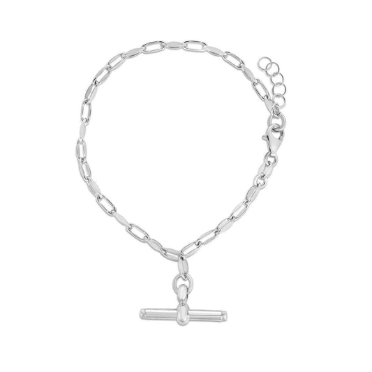 Sterling Silver Rhodium Plated Toggle Link Bracelet