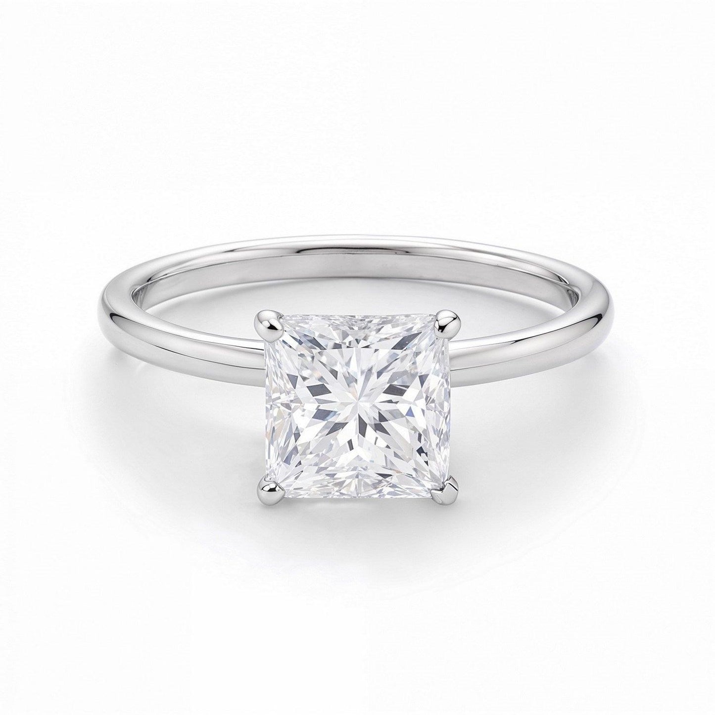 1.50Ct Princess Lab Grown IGI G/VS1 Diamond Ring in 10K White Gold