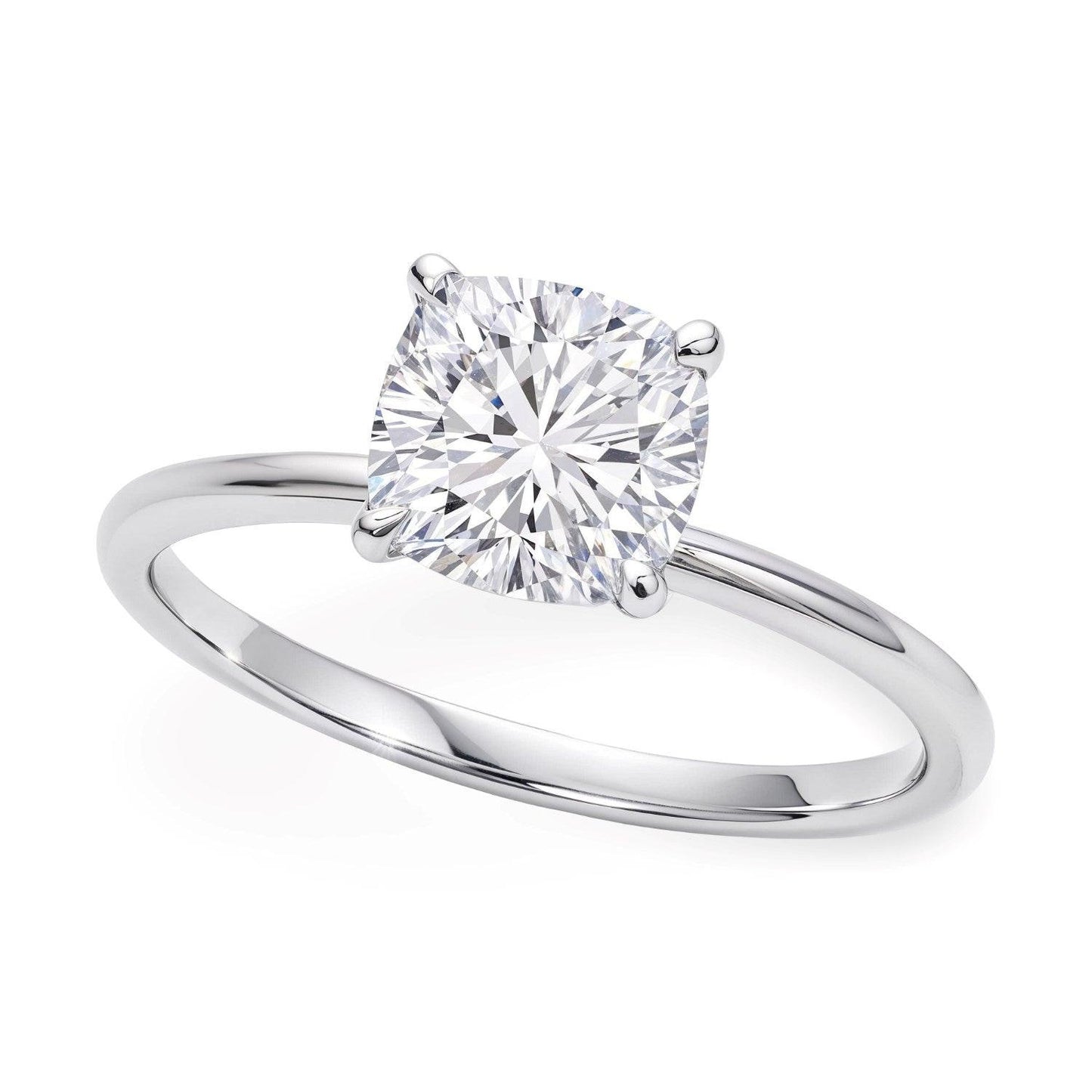 2 Carat Cushion Lab Grown IGI G/VS1 Diamond Solitaire Ring in 14K White Gold