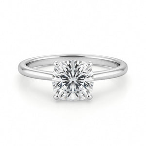 2 Carat Cushion Lab Grown IGI G/VS1 Diamond Solitaire Ring in 14K White Gold