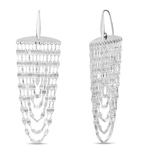 Sterling Silver Multi Strand Chain Drop Chandelier Earrings