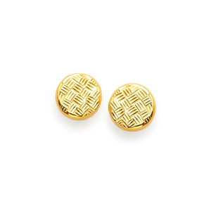 14k Yellow Gold Post Earrings with Textured Circles