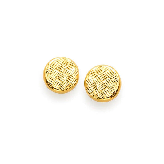 14k Yellow Gold Post Earrings with Textured Circles