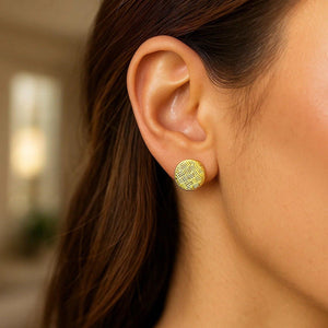 14k Yellow Gold Post Earrings with Textured Circles