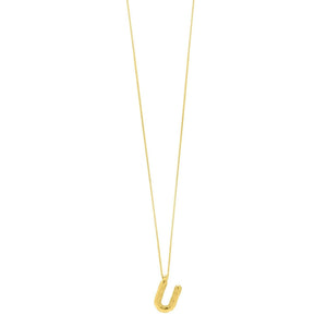 14K Yellow Gold Helium Initial U Pendant