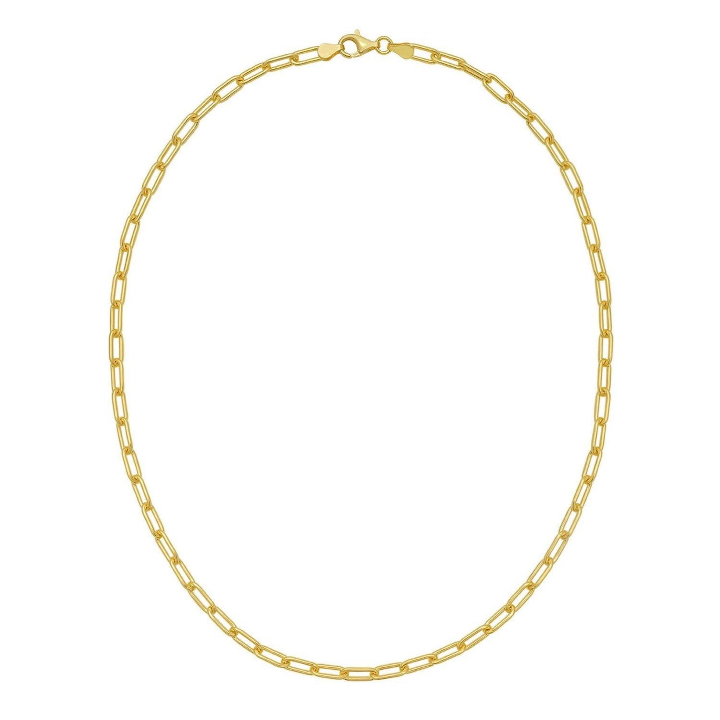 Sterling Silver Yellow Gold Plated Round Link Paperclip Chain (5.20 mm)