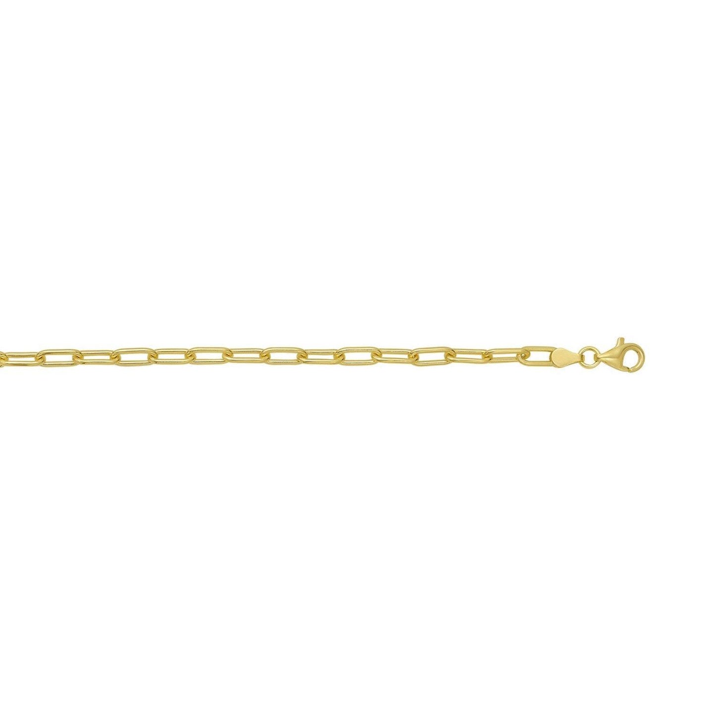 Sterling Silver Yellow Gold Plated Round Link Paperclip Chain (5.20 mm)