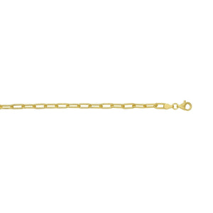 Sterling Silver Yellow Gold Plated Round Link Paperclip Chain (5.20 mm)